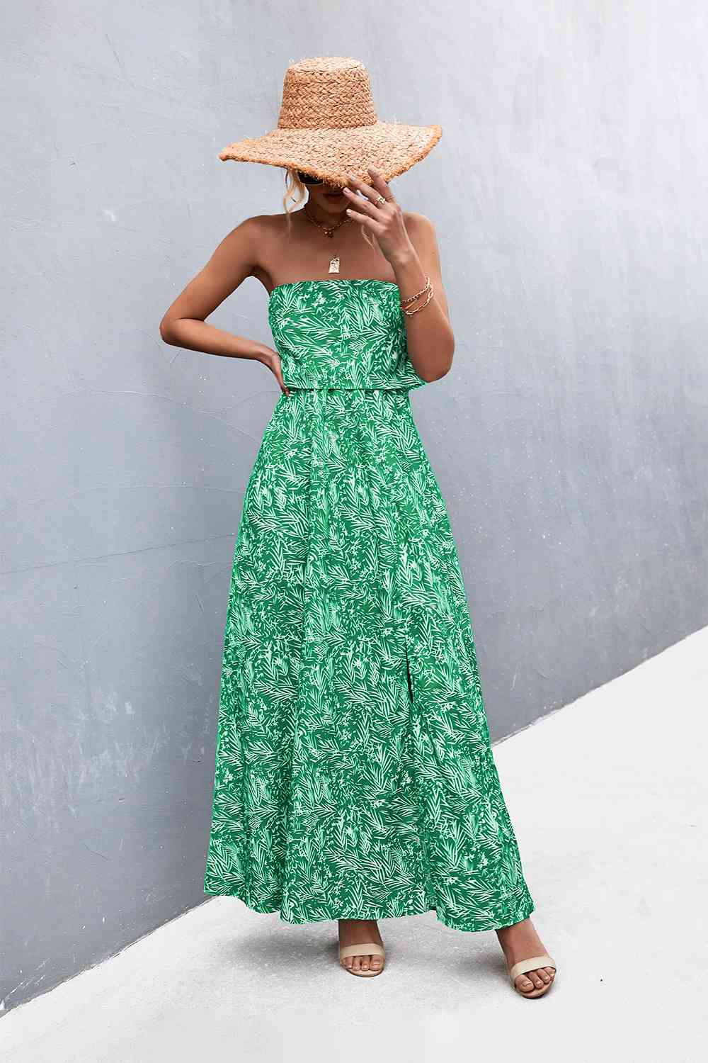 Strapless Split Maxi Dress Bazaarbey