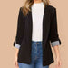 Lapel Collar Roll-Tab Sleeve Blazer Bazaarbey