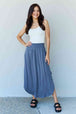  Comfort Princess Full Size High Waist Scoop Hem Maxi Skirt in Dusty Blue Trendsi