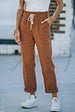 Drawstring Waist Corduroy Pants with Pockets Bazaarbey