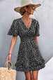 Printed Smocked Waist Layered  Dress -BazaarBey - www.shopbazaarbey.com