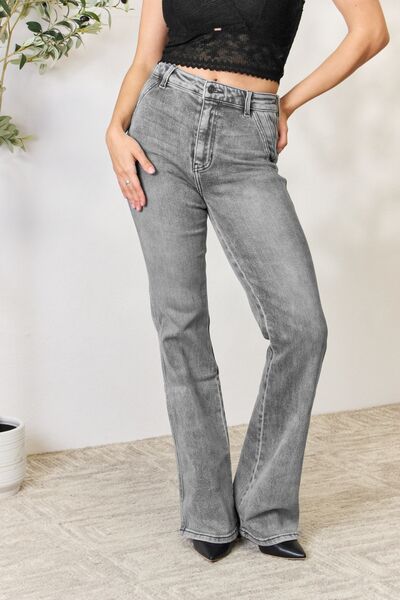  High Waist Slim Flare Jeans Trendsi