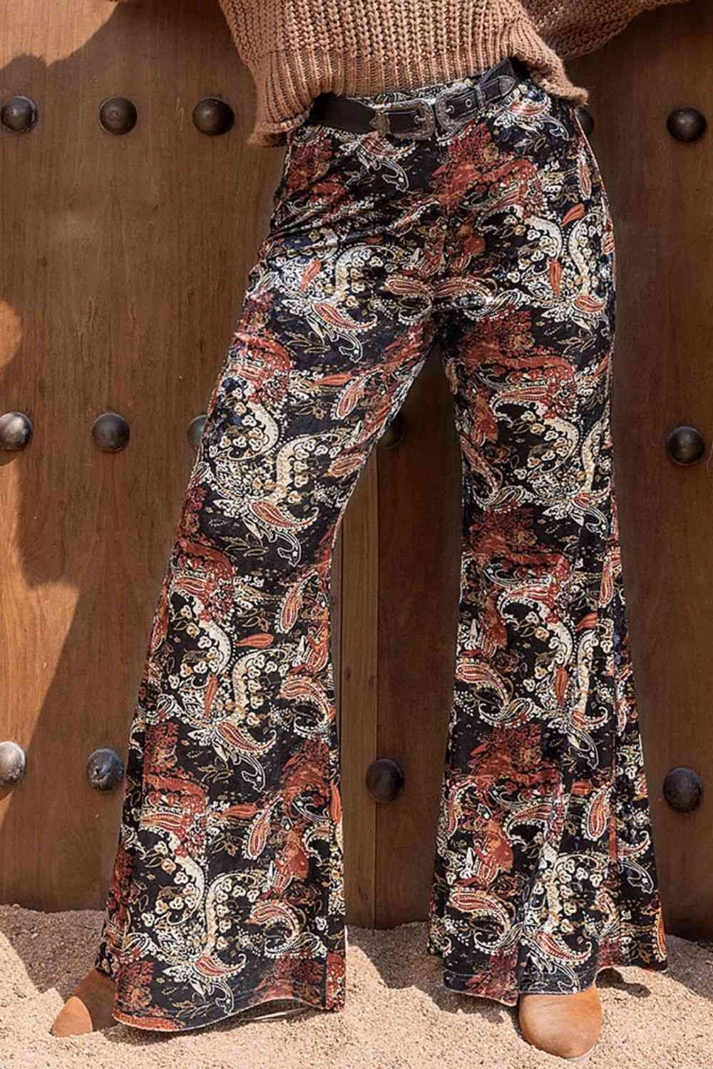 Plus Size Printed Wide Leg Long Pants Bazaarbey