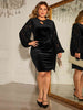 Plus Size Twist Front Long Sleeve Dress -BazaarBey - www.shopbazaarbey.com