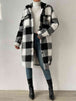 Plaid Collared Neck Button Down Coat Trendsi