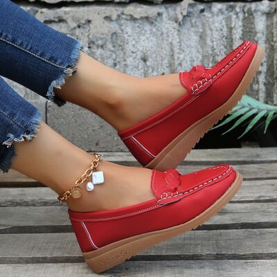 Weave Wedge Heeled Loafers Trendsi