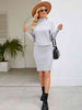 Turtle Neck Long Sleeve Ribbed Sweater Dress Bazaarbey