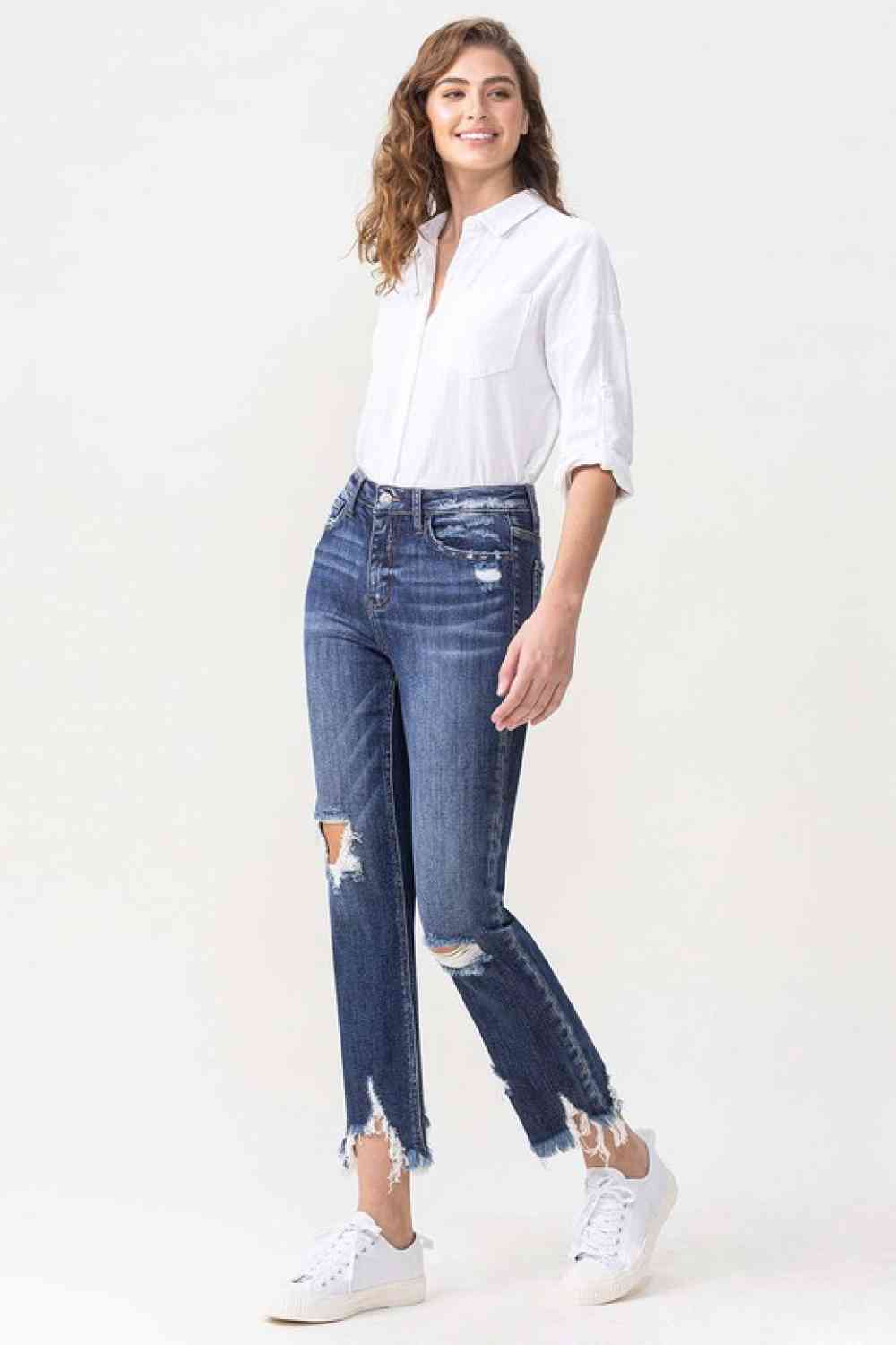  Jackie  High Rise Crop Straight Leg Jeans Trendsi