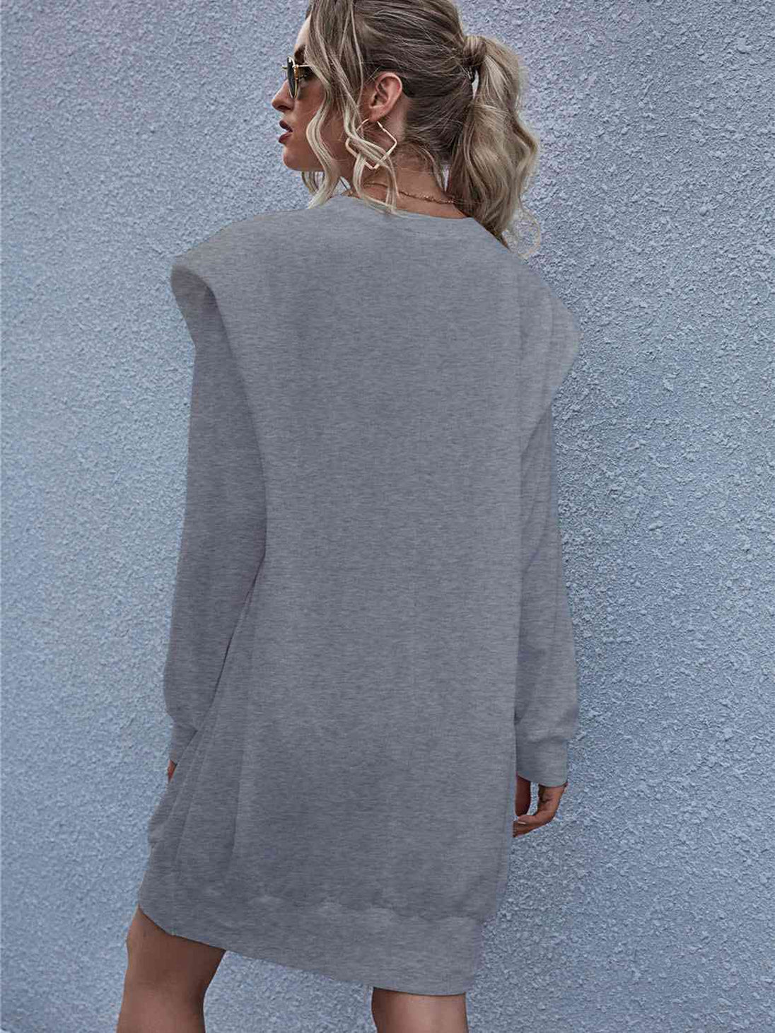 Round Neck Long Sleeve Mini Dress -BazaarBey - www.shopbazaarbey.com