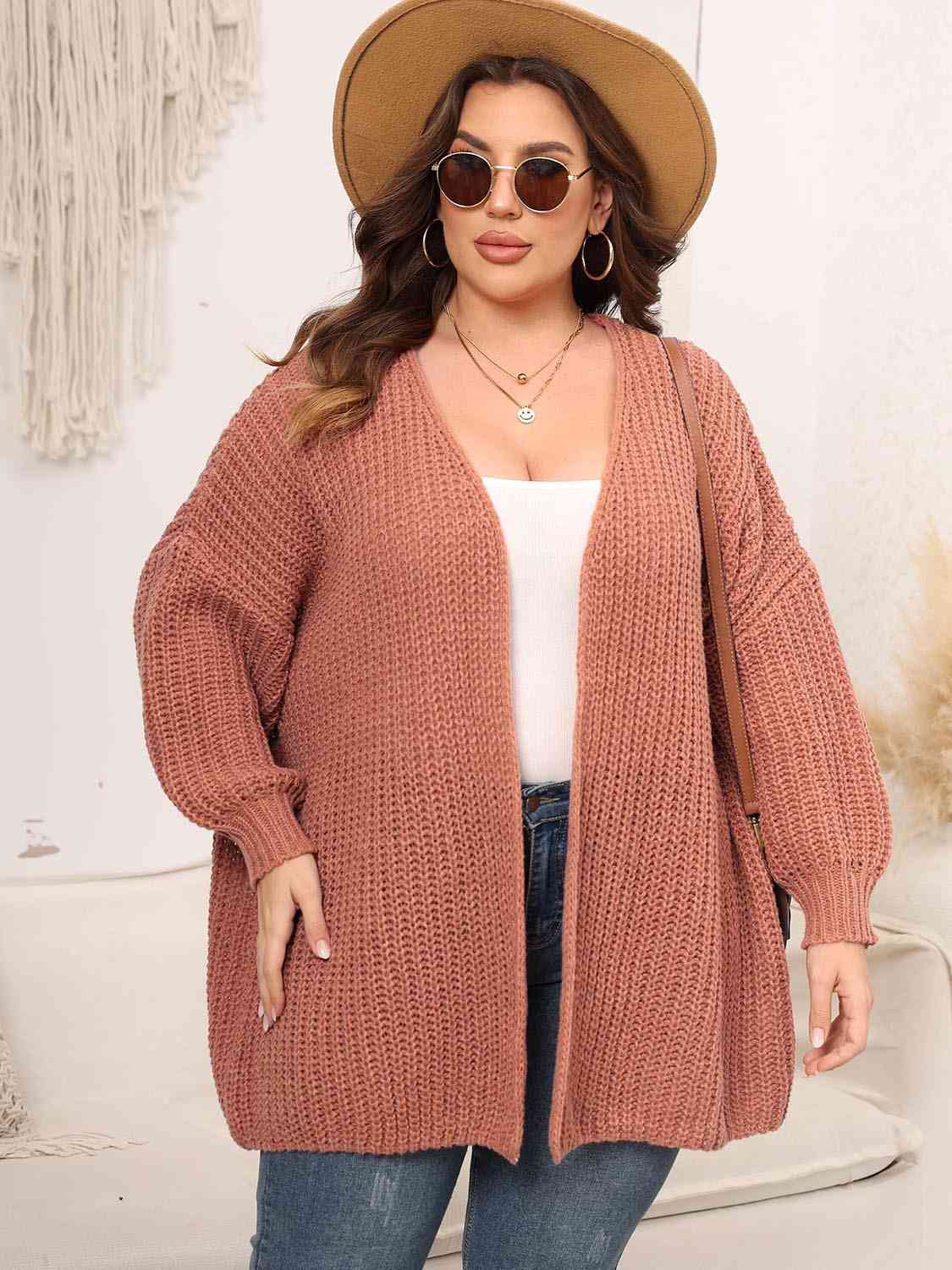   Dropped Shoulder Knit Cardigan Trendsi