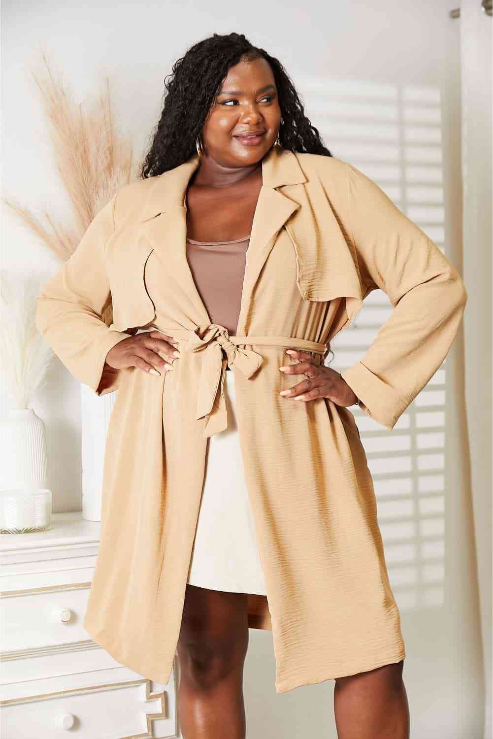   Tied Trench Coat with Pockets Trendsi