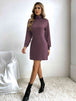 Ribbed Turtle Neck Long Sleeve Dress -BazaarBey - www.shopbazaarbey.com