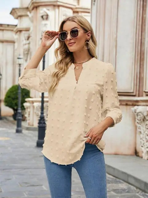  Notched Neck Blouse Bazaarbey