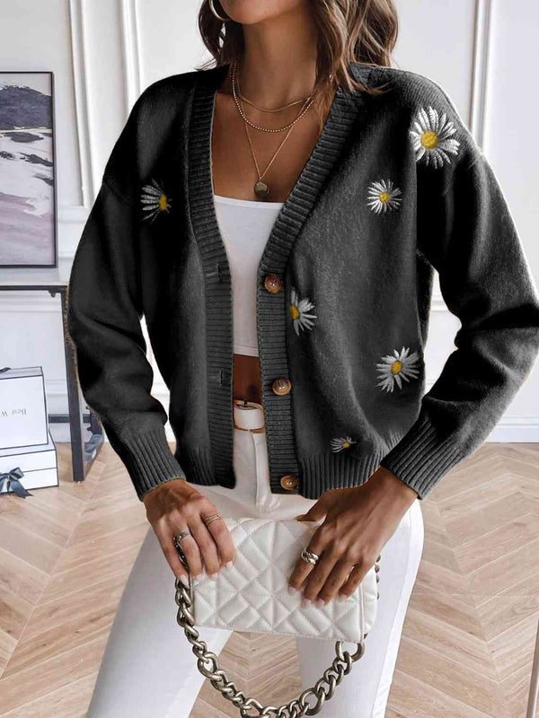 BazaarBey Floral Button Up Cardigan Trendsi