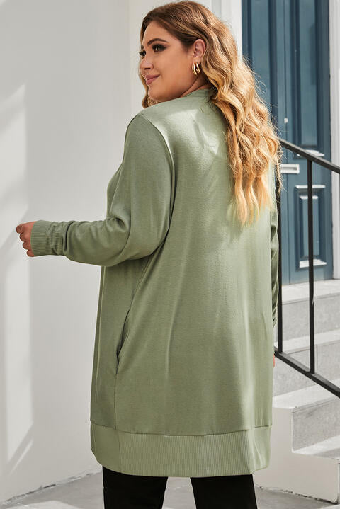 Snap Up V-Neck Long Sleeve Cardigan with Pockets Trendsi