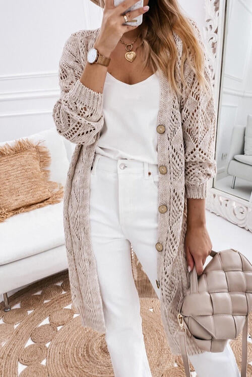 V-Neck Long Sleeve Cardigan Bazaarbey