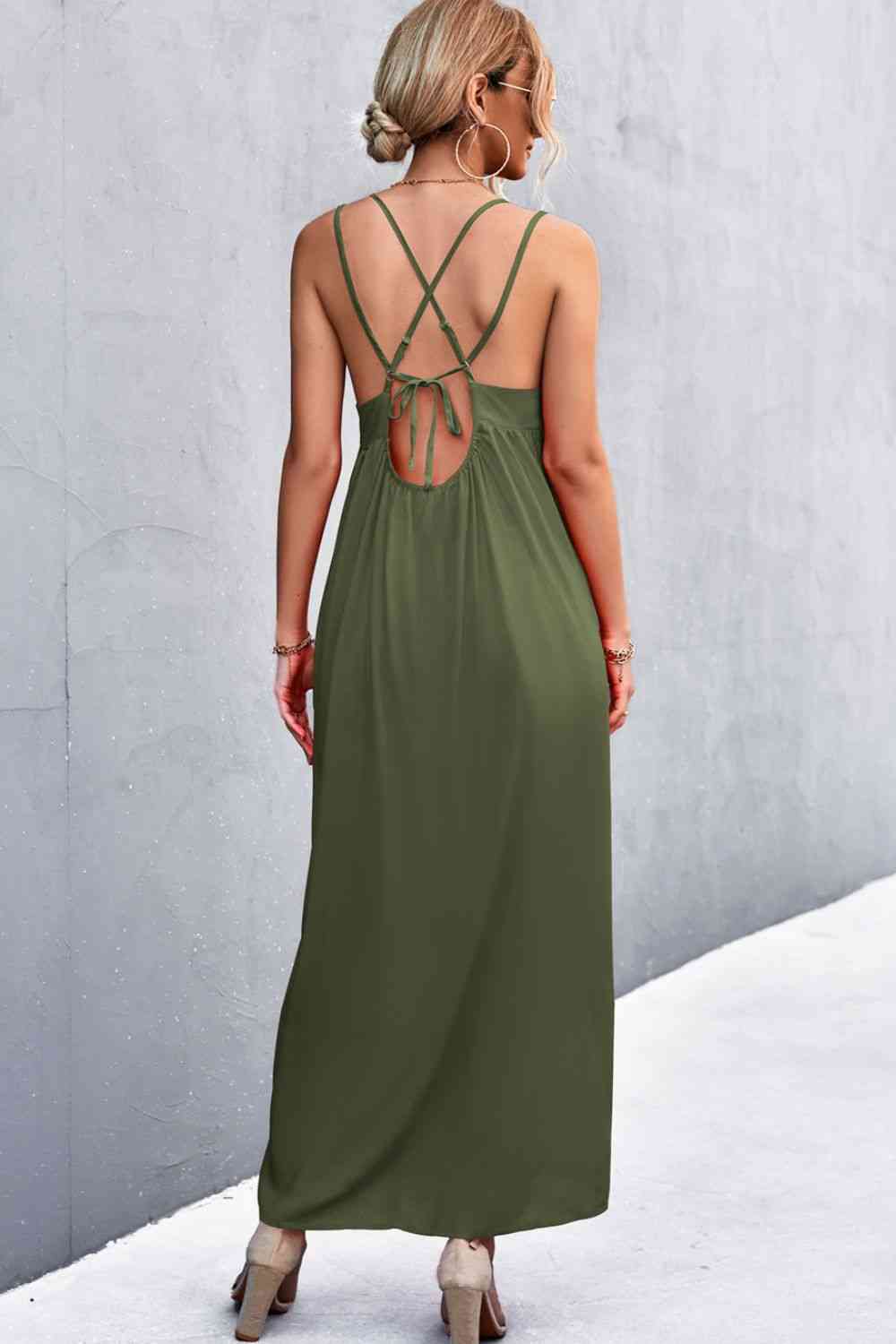 Double Strap Tie Back Dress -BazaarBey - www.shopbazaarbey.com