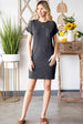 Ribbed Round Neck Short Sleeve Dress -BazaarBey - www.shopbazaarbey.com