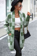 Plaid Dropped Shoulder Cardigan with Pocket Bazaarbey