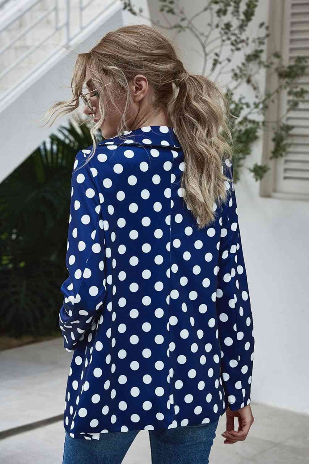 Polka Dot Long Sleeve Blazer Trendsi