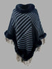 Striped Fringe Hem Poncho Bazaarbey