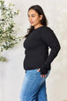  Full Size Ribbed Round Neck Long Sleeve Top Trendsi