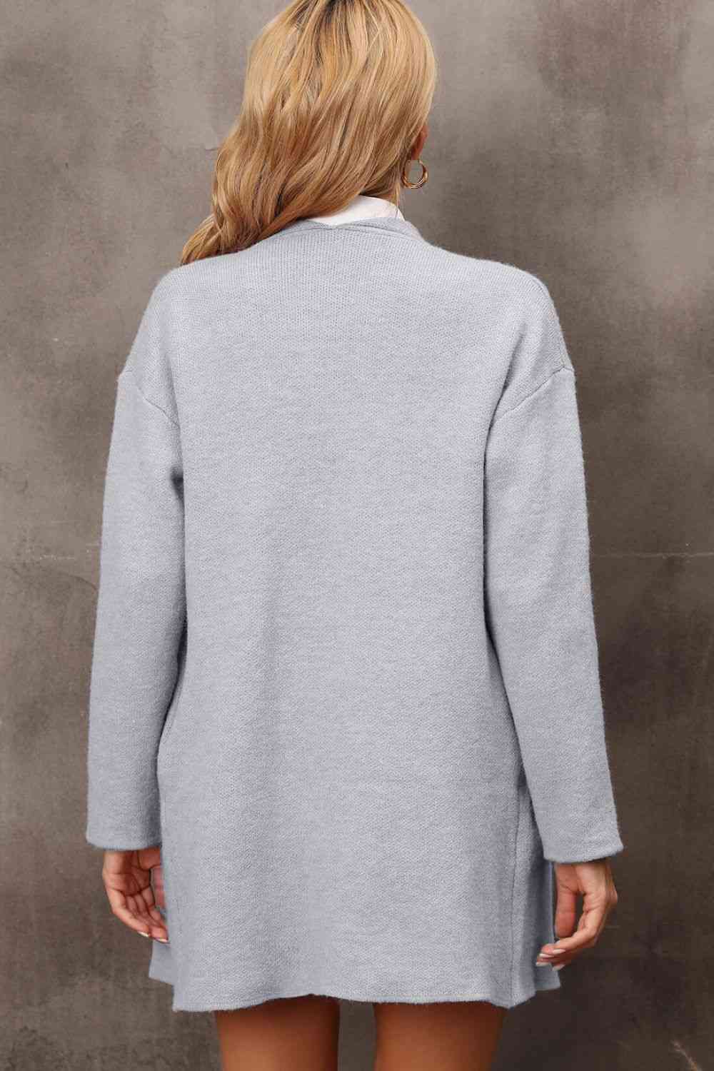 Waterfall Collar  Cardigan with Side Pockets Trendsi