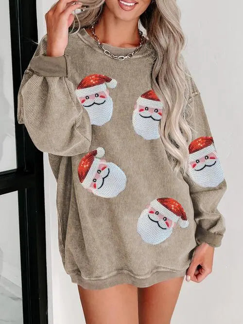  Santa Patch Ribbed Sweatshirt Bazaarbey