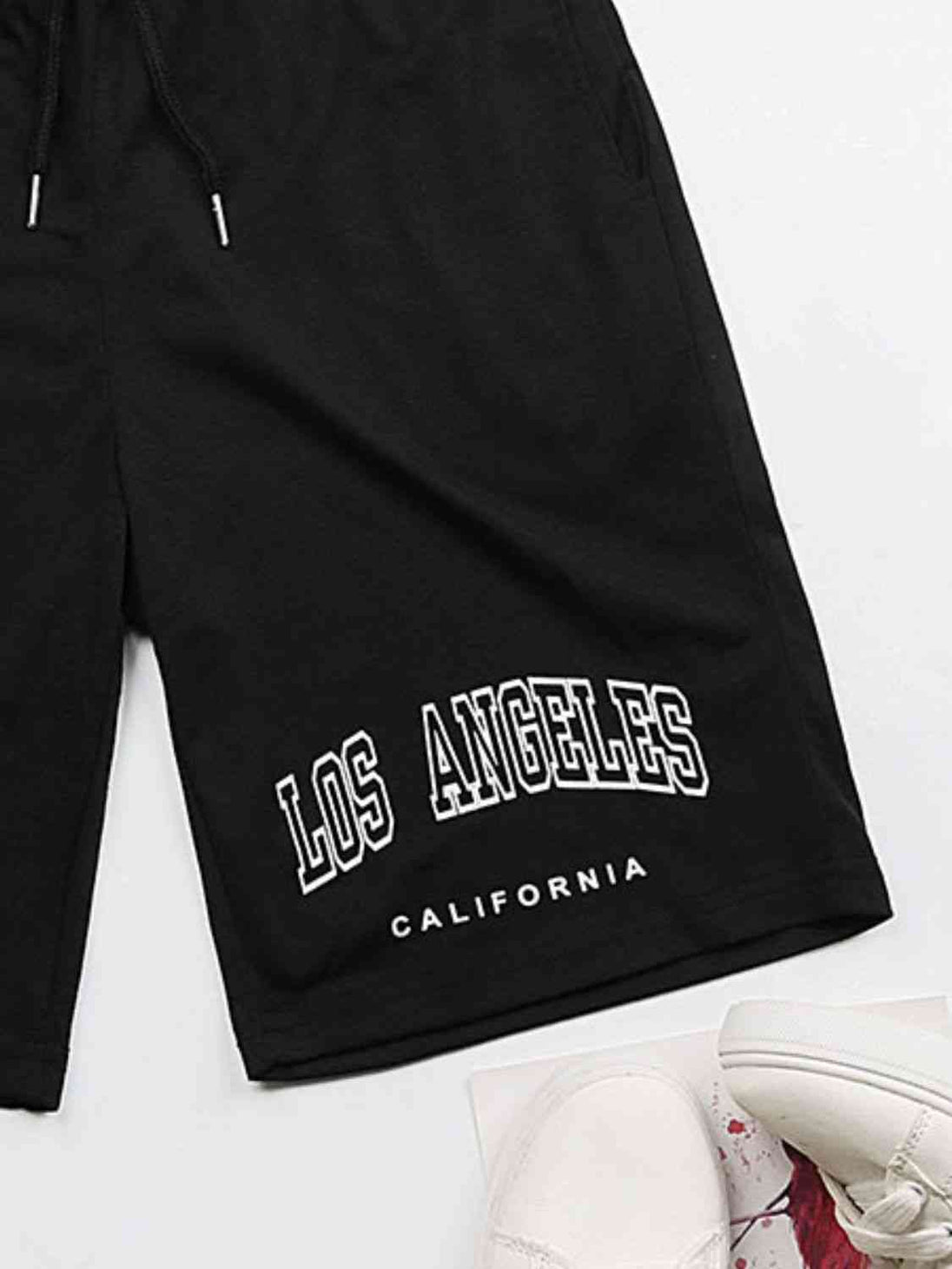 LOS ANGELES CALIFORNIA Graphic Drawstring Shorts Trendsi