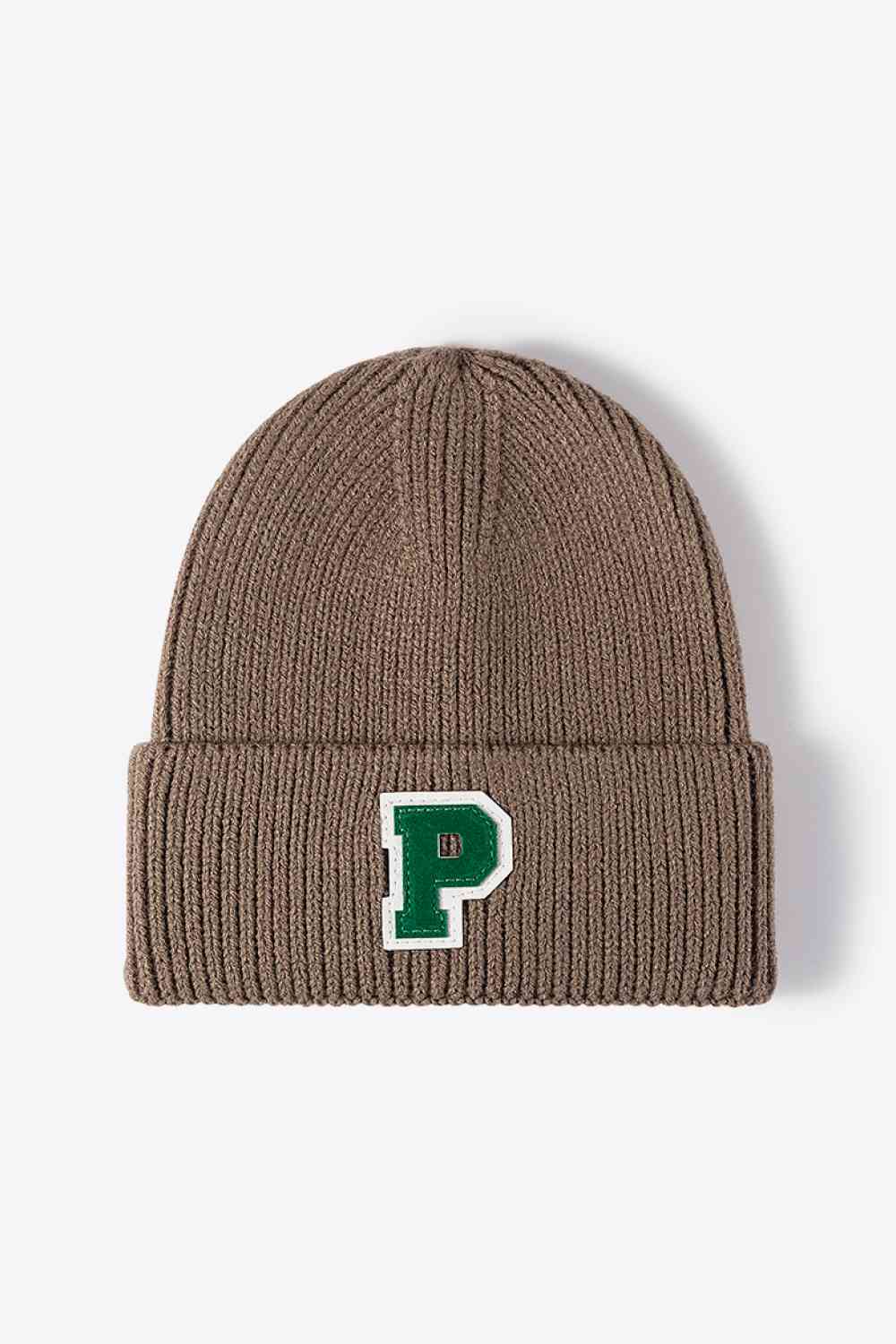 Letter Patch Cuffed Knit Beanie Trendsi