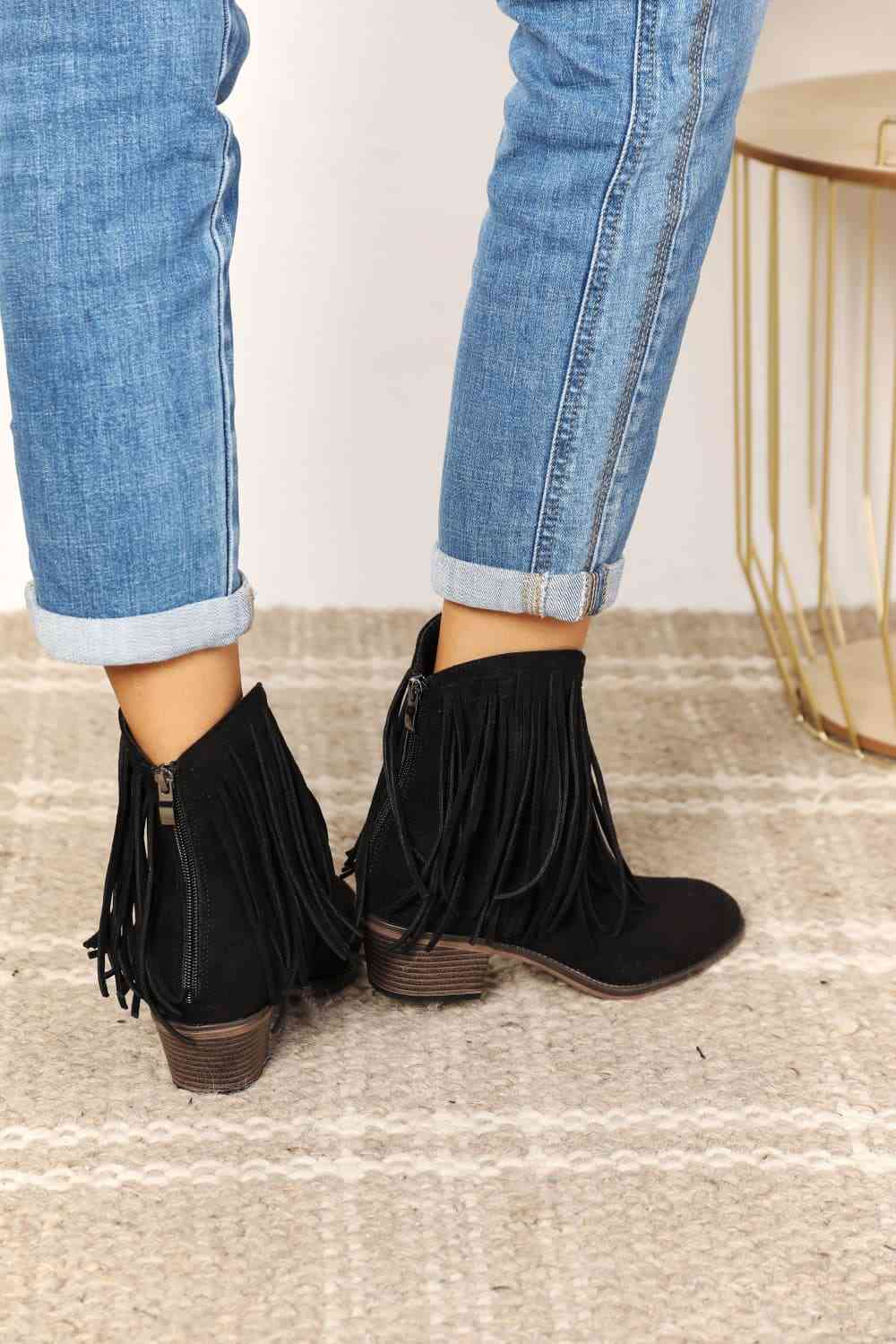  Women's Fringe Cowboy Western Ankle Boots Trendsi