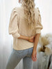 Texture Ruff Sleeve Mock Neck Blouse Trendsi