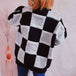 Checkered Round Neck Long Sleeve Sweater Bazaarbey