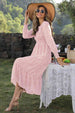 Round Neck Lantern Sleeve Midi Dress -BazaarBey - www.shopbazaarbey.com