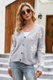 Floral Ribbed Trim Drop Shoulder Cardigan Trendsi