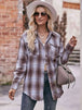 Plaid Dropped Shoulder Longline Shirt Trendsi