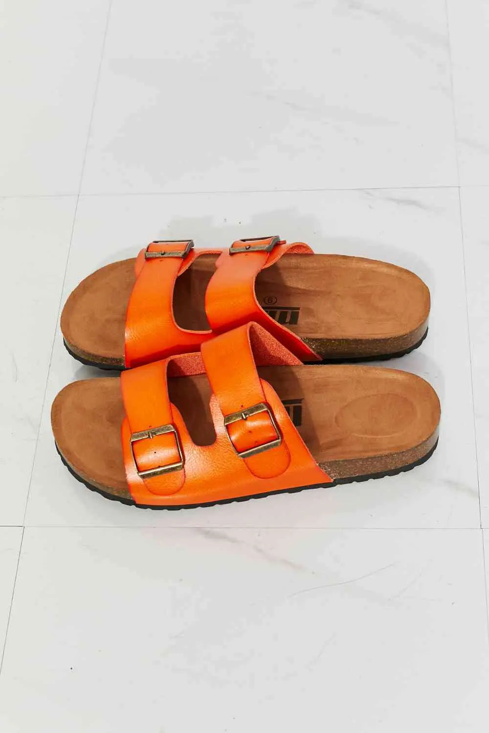 MMShoes Feeling Alive Double Banded Slide Sandals in Orange Trendsi