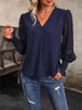 V-Neck Long Mesh Sleeve Top Bazaarbey