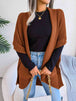 Horizontal Ribbing Open Front Slit Cardigan Trendsi