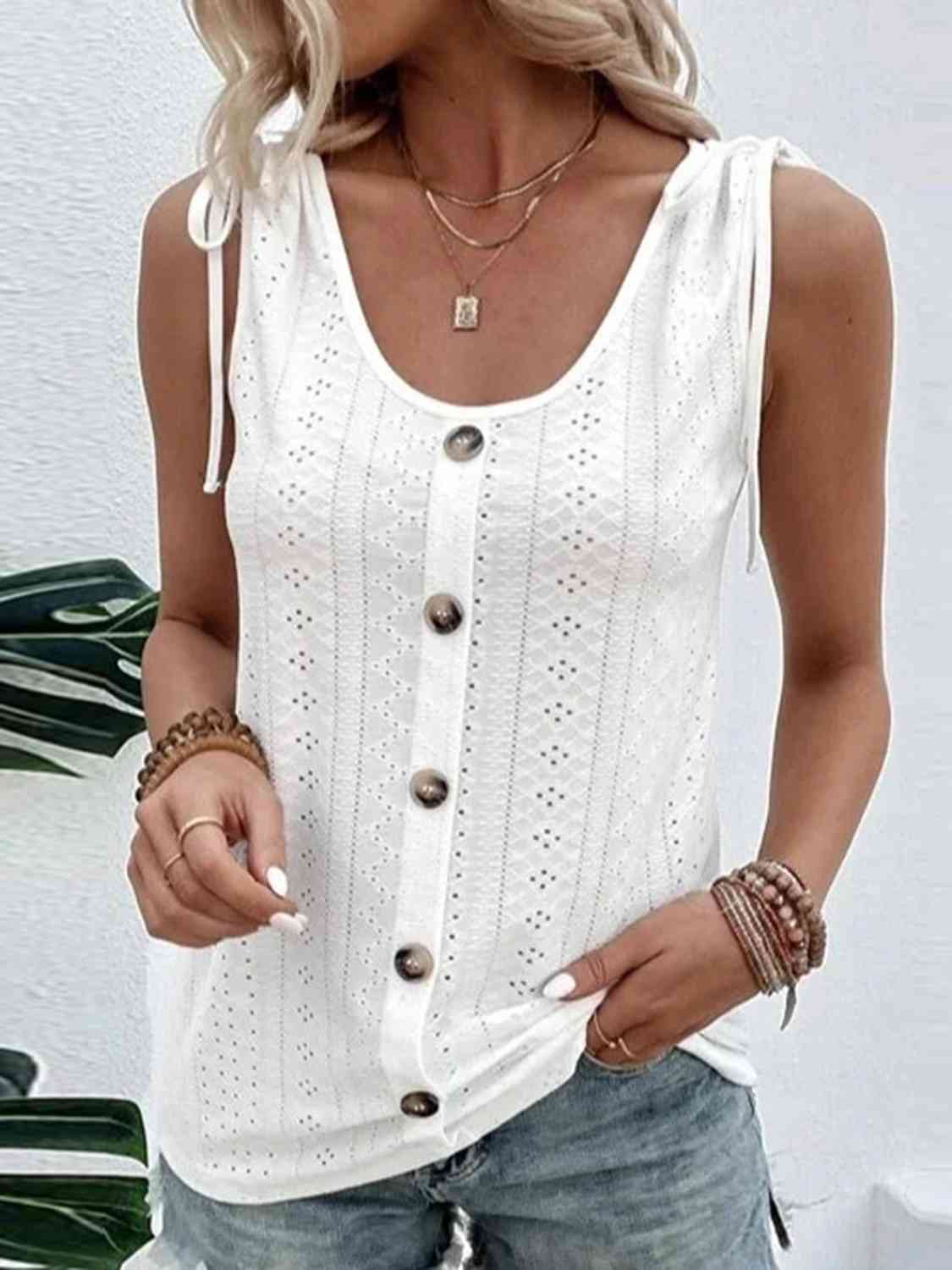 Full Size Scoop Neck Sleeveless Tank Top Bazaarbey