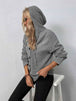 Button-Down Long Sleeve Hooded Sweater Bazaarbey