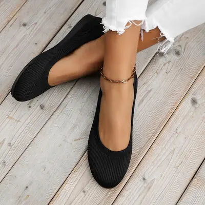 Round Toe Knit Ballet Flats Trendsi