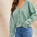 V-Neck Button Up Long Sleeve Cardigan Trendsi