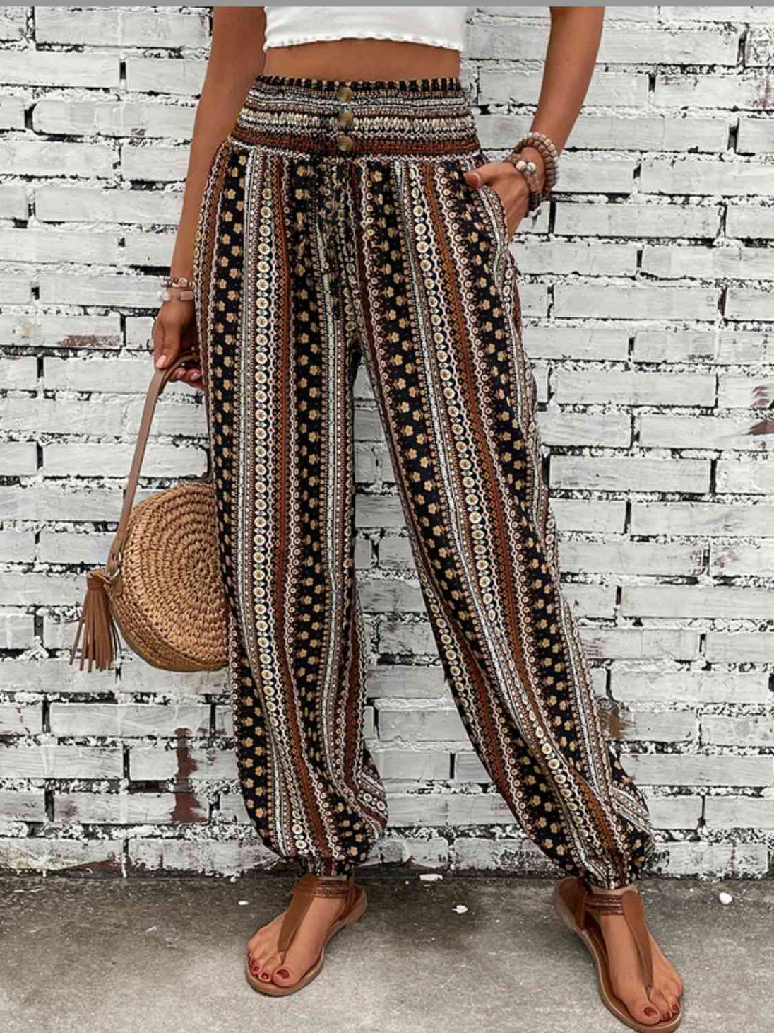 Printed High Waist Pants Bazaarbey