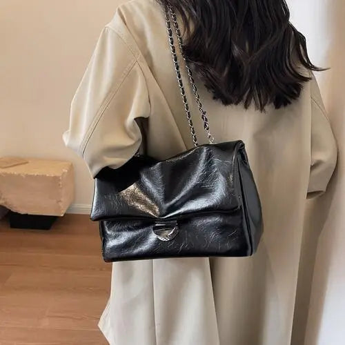 Textured PU Leather Shoulder Bag Bazaarbey