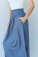  Comfort Princess Full Size High Waist Scoop Hem Maxi Skirt in Dusty Blue Trendsi