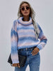 Rainbow Rib-Knit Turtleneck Drop Shoulder Sweater Trendsi