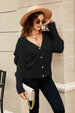  Puff Sleeve V-Neck Fuzzy Cardigan Trendsi