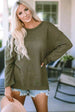 Waffle-Knit Round Neck Long Sleeve Sweatshirt Trendsi