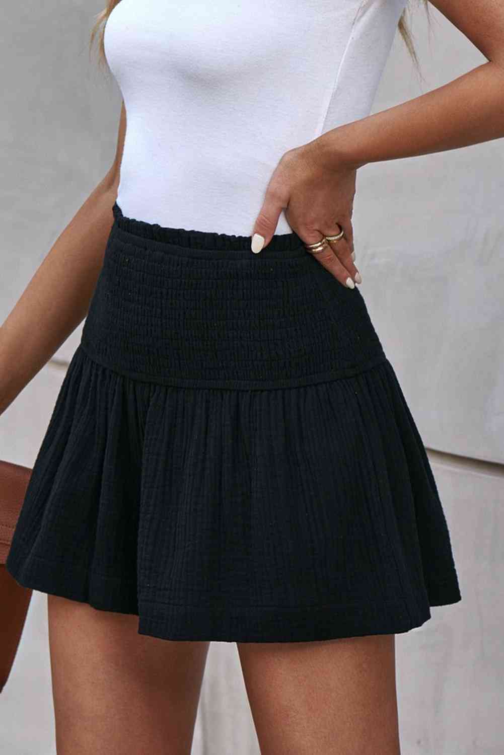 Smocked Waist Culotte Shorts Trendsi